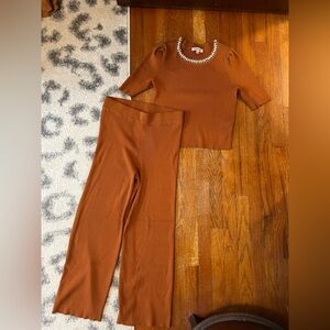 Nanette Lepore pearl embellished knit two-piece pant set